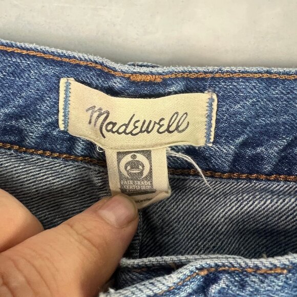 Madewell Jeans Women 32x28* Low Slung Straight High Rise Blue Faded Denim Tag 28 - Picture 6 of 16